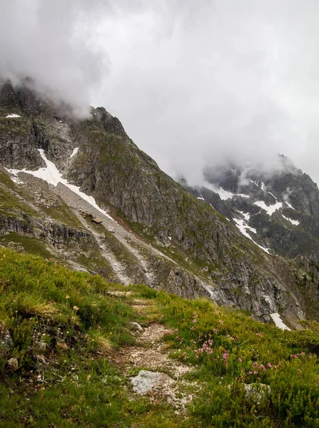 Blick Auf Den Mont Blanc Bei Trübem Wetter Von Der — Stockfoto