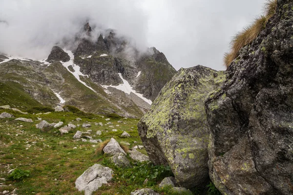 Uitzicht Mont Blanc Bewolkt Tijd Vanaf Kabelbaan Skyway Station Courmayeur — Stockfoto