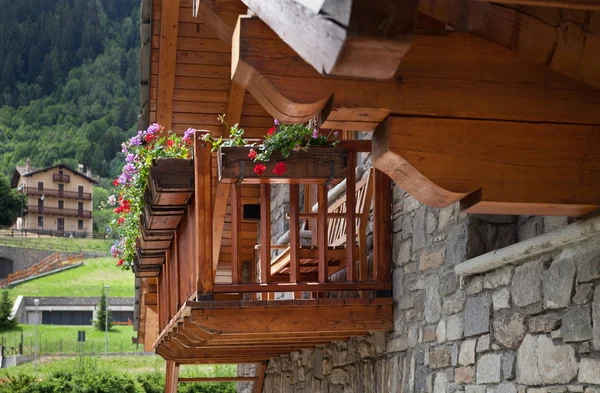 View House Balcony Courmayeur City — Stock Photo, Image