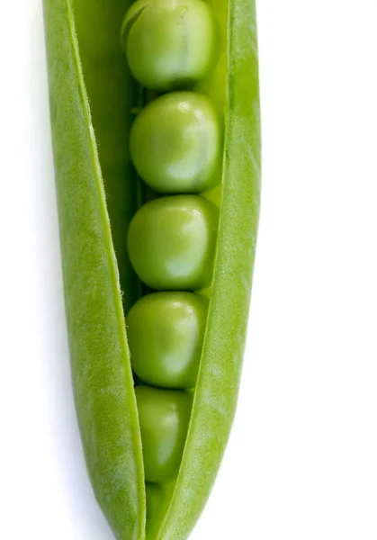 Pod Fresh Green Peas White Background — Stock Photo, Image