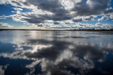 Göle ahşap yolunu görüntüleyin.