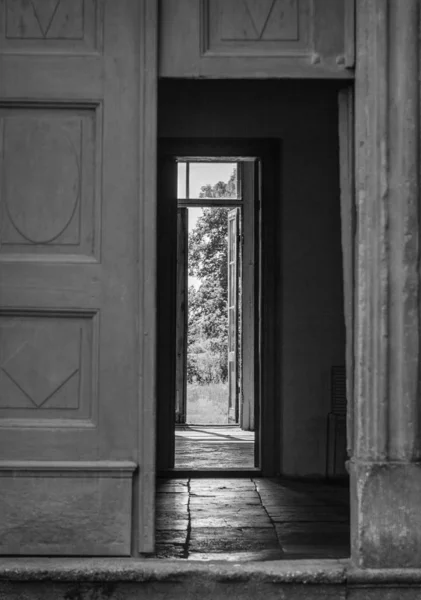 View through doors.