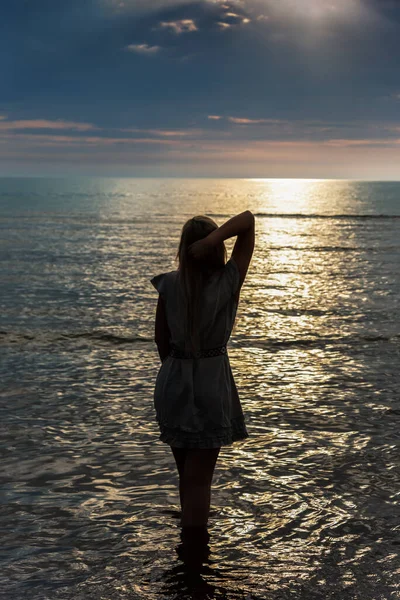 Young Woman Water Sea — Stock Photo, Image