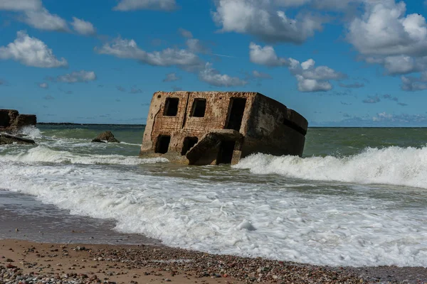 Destroyed fortress on Baltic sea coast in Liepaja, Latvia.