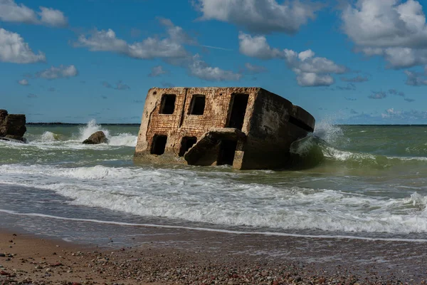 Liepaja Letonya Daki Baltık Deniz Kıyısındaki Yıkılmış Kale — Stok fotoğraf