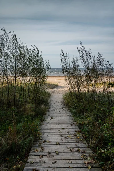 Dřevěná Cesta Pobřeží Baltského Moře Jurmale — Stock fotografie