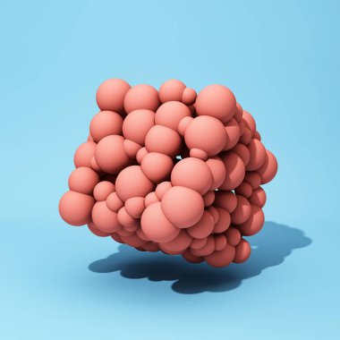 Mavi renkli topları soyut küpten. 3D çizim.