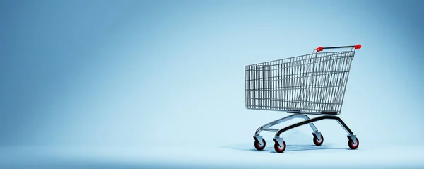 Empty Shopping Cart Blue Background Illustration — Stock Photo, Image