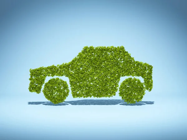 Concepto Coche Ecológico Partir Hojas Verdes Ilustración —  Fotos de Stock