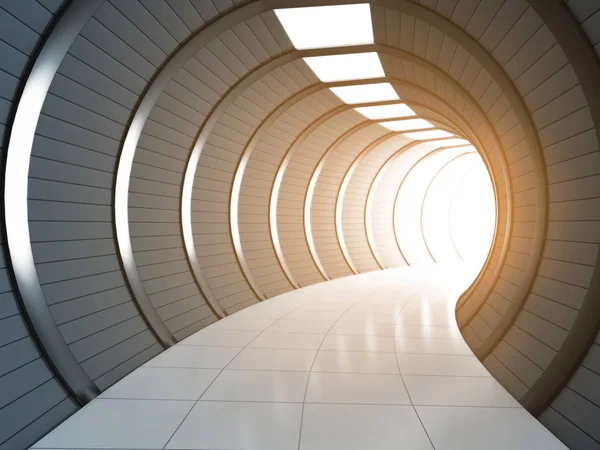 光で未来の長いトンネル イラストレーション — ストック写真