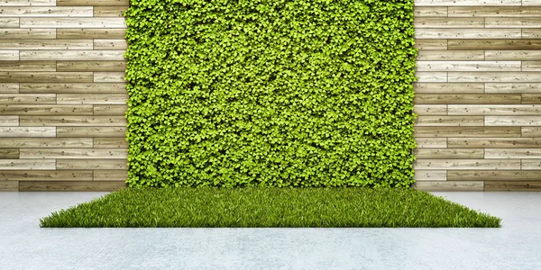 Innenhof Mit Grünem Frischen Vertikalen Garten Illustration — Stockfoto