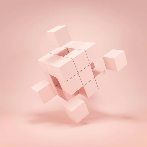 Puzzle Astratto Cubi Tono Crema Illustrazione — Foto Stock
