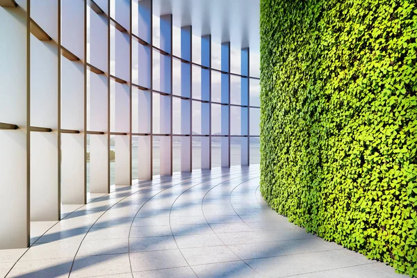 Edificio Oficinas Con Grandes Ventanas Panorámicas Jardín Verde Vertical Ilustración — Foto de Stock
