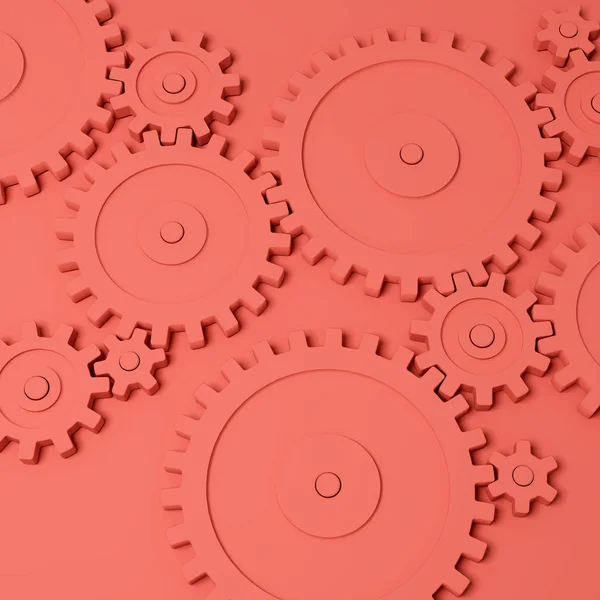 Gear Wheels Coral Background Illustration — Stock Photo, Image