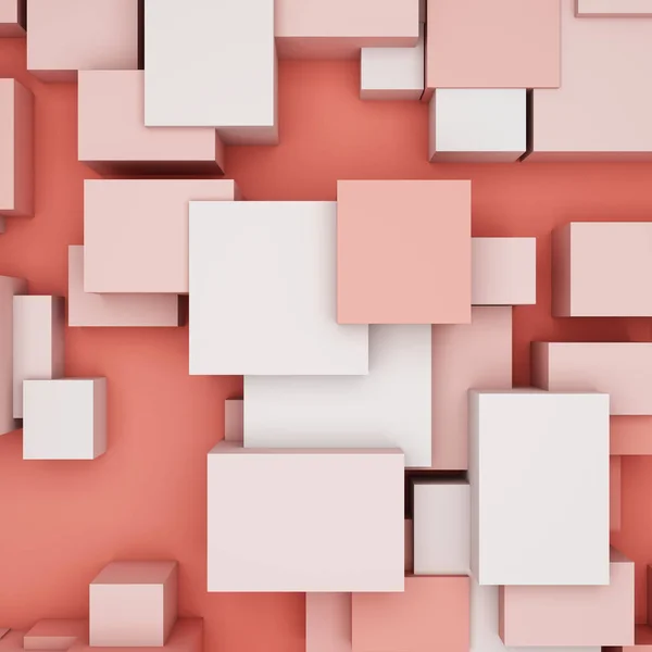 Abstract Background Cubes Coral Tones Top View Illustration — Stock Photo, Image