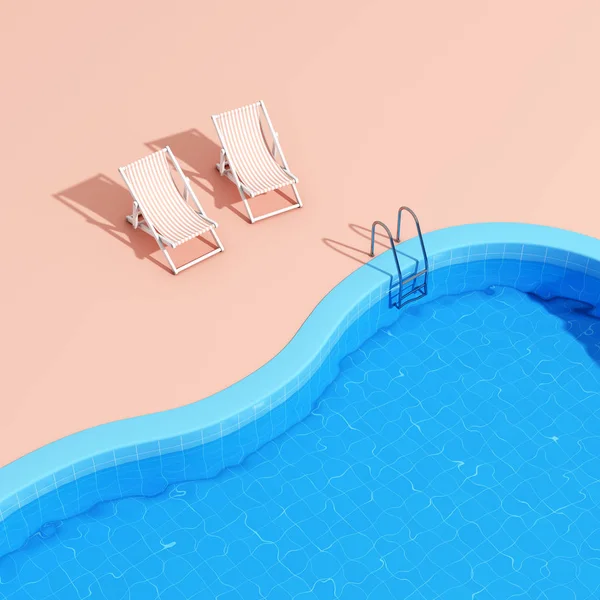 Плавальний басейн із шезлонгами — стокове фото