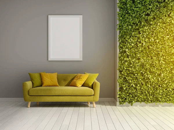 Pokoj s zelený vertikální zahrady — Stock fotografie