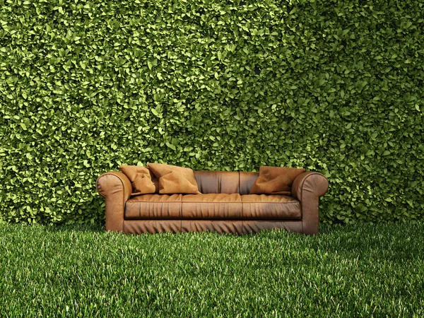 Sofa in garden — Stock Photo, Image