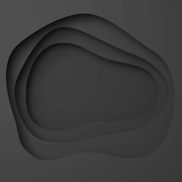 Fondo Negro Abstracto Con Círculos Curvos Capas Con Sombra Volumétrica — Foto de Stock