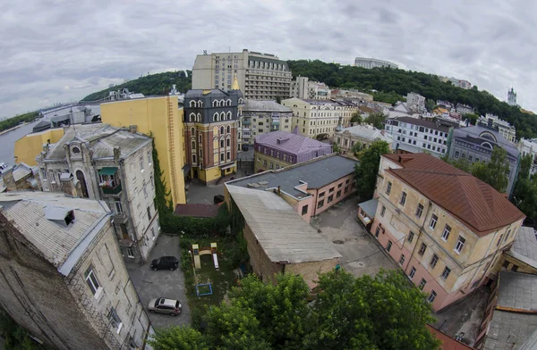 Vista Aerea Dall Alto Kiev Quartiere Storico Podol Ucraina — Foto Stock