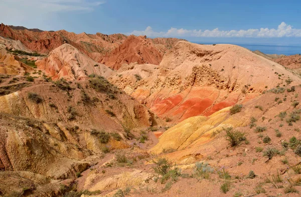 Canyon Conto Fadas Quirguistão Com Rochas Arenito Coloridas Região Issyk — Fotografia de Stock