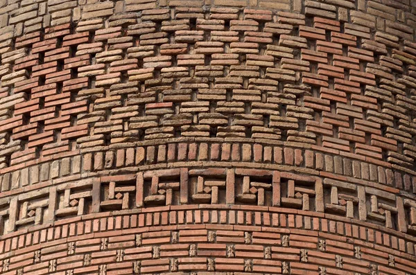 Beautiful Brickwork Medieval Uzgen Minaret Ancient Town Osh Region Kyrgyzstan — Stock Photo, Image