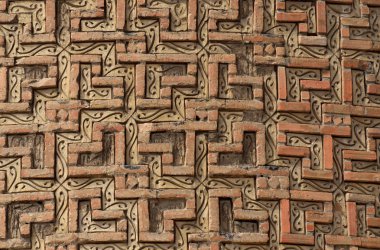 Güzel duvar eski minare Kulesi - özgön, Fergana Vadisi, Kırgızistan, Orta Asya, unesco miras ünlü dönüm noktası