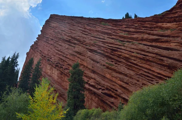 Jeti Oguz Red Rocks Unique Geological Formation National Symbol Kyrgyzstan — Stock Photo, Image