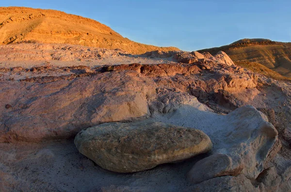 Sonnenuntergang Farbenfrohen Felsen Und Sand Des Yeruham Wadi Naher Osten — Stockfoto