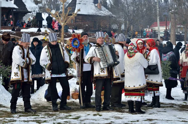 Chernivtsi Bukovyna Ukraine January 2019 Folklore Collective Performs Christmas Malanka — Stock Photo, Image