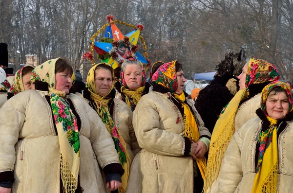 Chernivtsi Boekovina Oekraïne Januari 2019 Presteert Folklore Collectieve Malanka Nummers — Stockfoto