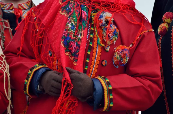 Casaco Vermelho Mulher Bonita Hutsul Étnica Com Bordado Ornamental Bela — Fotografia de Stock