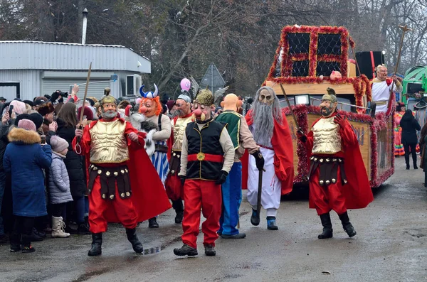 Vashkivtsi Bukovina Ukraine January 2019 People Dressed Viking Roman Warriors — Stock Photo, Image