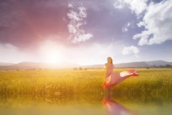 Bellezza Ragazza Romantica All Aperto Bella Modella Adolescente Vestita Abito — Foto Stock