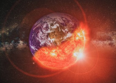 Küresel catasrtophe konsept illüstrasyon. NASA tarafından döşenmiş bu görüntü öğelerini