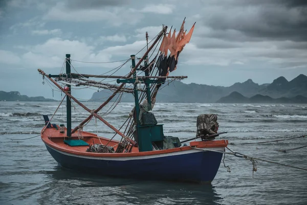 Fischerboote Der Küste Bei Ebbe Sommer Von Thailand — Stockfoto