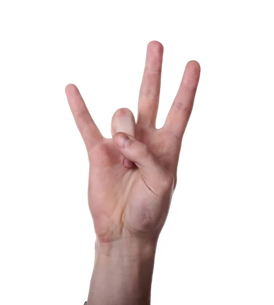 Hand gebaar geïsoleerd op witte achtergrond — Stockfoto