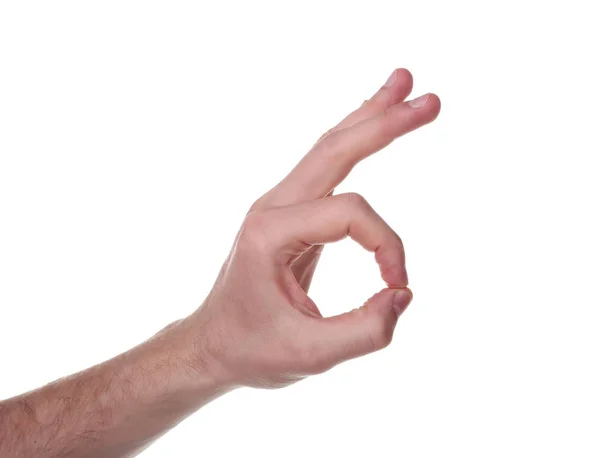 Hand gebaar geïsoleerd op witte achtergrond — Stockfoto