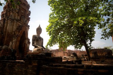 Eski güzel Tay tapınak wat Mahathat, Ayutthaya Historical Park, Ayutthaya, Tayland