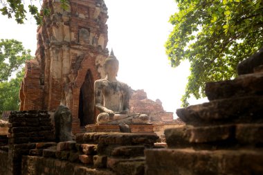 Eski güzel Tay tapınak wat Mahathat, Ayutthaya Historical Park, Ayutthaya, Tayland