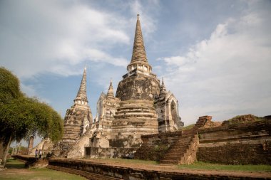 Eski güzel Tay tapınak wat Mahathat, Ayutthaya Historical Park, Ayutthaya, Tayland