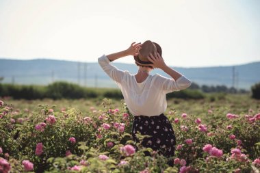 Çiçek serisi, yaz kadını için boş zaman Provence