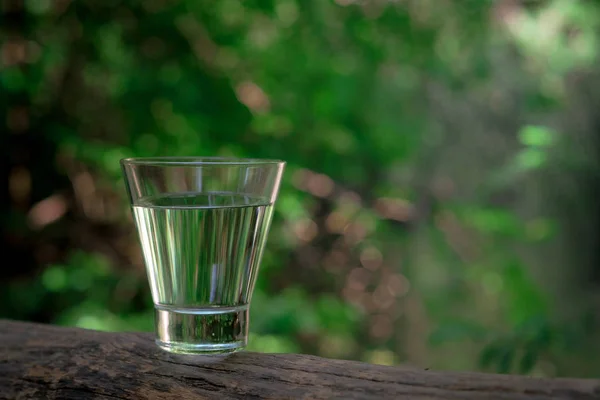 A glass of clean water, on the nature. Concept of a healthy life