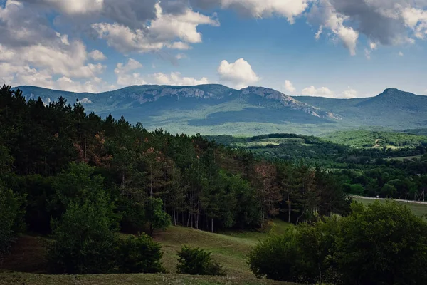 Verano Verde Paisaje Natural Rural Hermoso Cielo Con Nubes Las —  Fotos de Stock