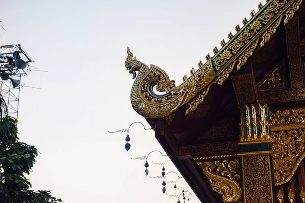Красивые Детали Тайского Изобразительного Искусства Буддийском Храме Красивый Новый Храм — стоковое фото