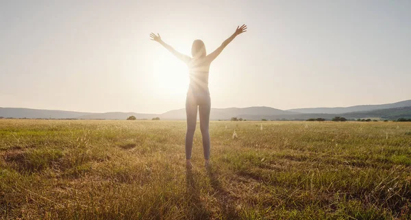 Victoria Sentirse Positivo Lleno Alegría Concepto Éxito Metas Vida Mujer — Foto de Stock