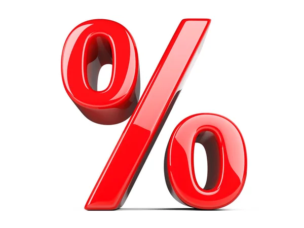 Gran Signo Porcentaje Rojo Ilustración Aislada Sobre Fondo Blanco — Foto de Stock