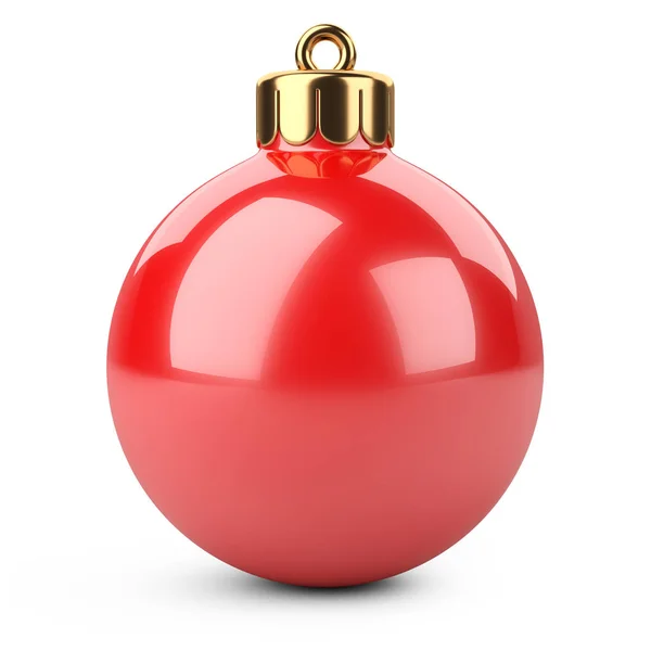 Rode Glosy Kerst Bal Speelgoed Voor Fir Tree Geïsoleerd Een Stockfoto