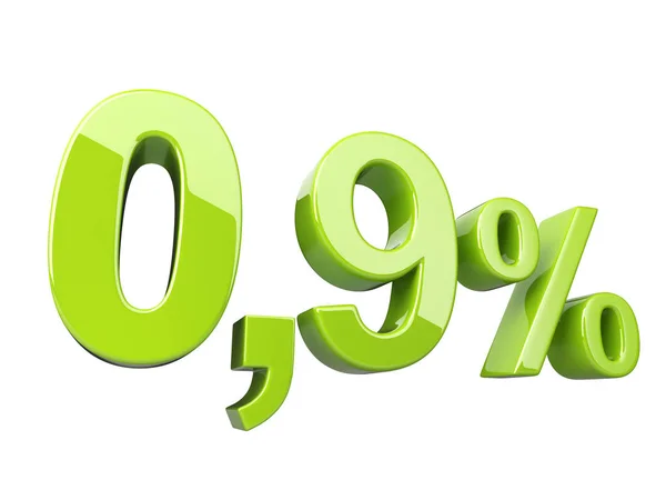 Green Percent Glossy Sign Isolated White Background Illustration — Stock Photo, Image
