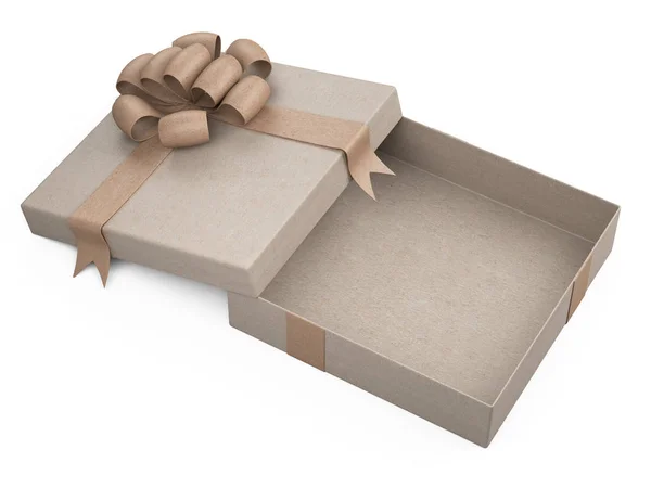 Doos Van Gift Open Met Lint Boog Verpakt Karton Illustratie — Stockfoto